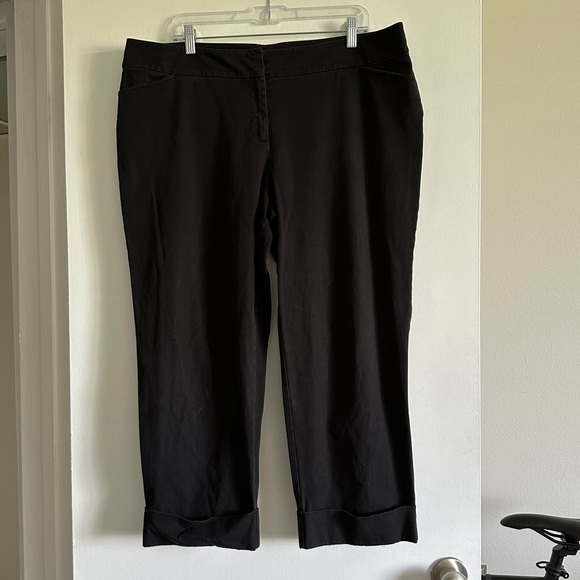 Eileen Fisher Designer Black Cropped Business Casual Stretch Pants size XL EUC - Picture 2 of 8